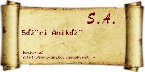 Sári Anikó névjegykártya