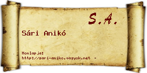 Sári Anikó névjegykártya